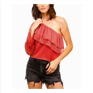 LUCKY BRAND Womens Red Tiered Long Sleeve Top